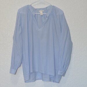 Womens H&M Blue and White Striped Blouse Size 4 (100% cotton)